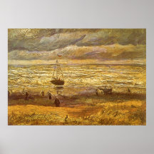 Mar em Scheveningen por Van Gogh, belas artes do v Poster