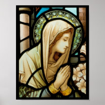 Mary na imagem do vitral da oração poster