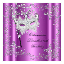 Mascarada cor-de-rosa da festa de aniversário de Q Convites Personalizado