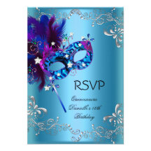 Mascarada da festa de aniversário de RSVP Quincean Convite Personalizado