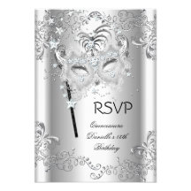 Mascarada da festa de aniversário de RSVP Quincean Convite