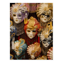 Máscaras do carnaval em Veneza Cartão Postal