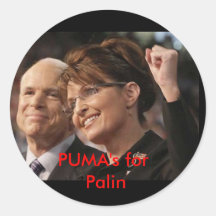 mccain e palin 2, PUMA para Palin Adesivo Redondo