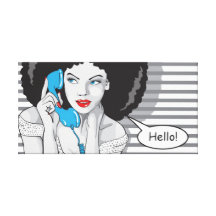 menina bonita que callling, olá!, pop art impressão de canvas envolvida