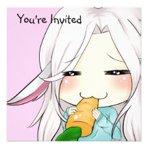Menina bonito do chibi com convites das orelhas do
