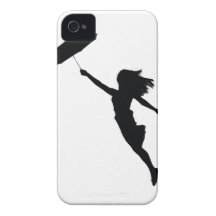Menina com guarda-chuva preto iPhone 4 capas