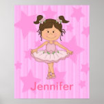 Menina cor-de-rosa bonito do balé em estrelas e em posters