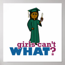 Menina da graduação no verde posteres