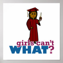 Menina da graduação no vermelho posteres