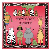 Menina de Ethinc & festa de aniversário dos animai Convite Personalizado