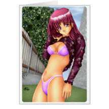 Menina do Anime do biquini Cartão
