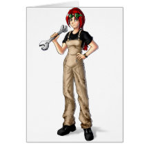 Menina do Anime do mecânico Cartoes