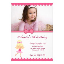 Menina do aniversário da bailarina convite personalizados