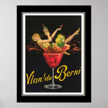 Menina do art deco no poster vintage de vidro