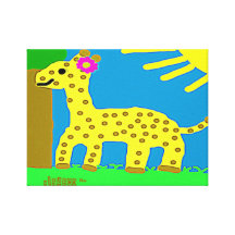 Menina do girafa de Giselle dos amigos do safari d Impressão De Canvas Esticada