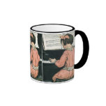 Menina do vintage, música, piano, Jessie Willcox S Caneca