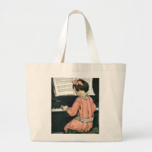 Menina do vintage, música, piano, Jessie Willcox S Bolsas De Lona