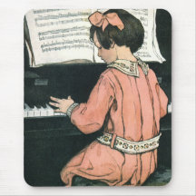Menina do vintage, música, piano, Jessie Willcox S Mouse Pad