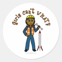 Menina escura do cientista de Rocket Adesivos Redondos