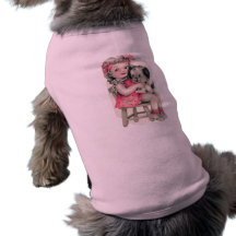 Menina & filhote de cachorro do vintage roupa para cães