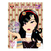 Menina Mayumi de Harajuku com os amigos supérfluos Cartao Postal