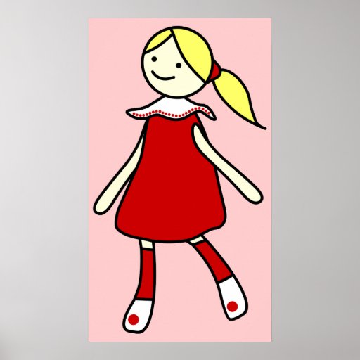 Menina no vestido vermelho posteres