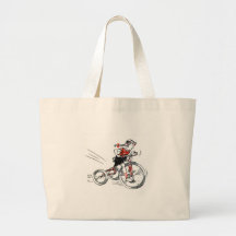Menina nostálgica no triciclo bolsa