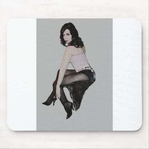 Menina Pin-Acima em um fundo roxo Mousepad