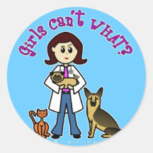 Menina veterinária clara adesivos redondos