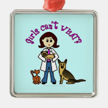 Menina veterinária clara ornamento para arvores de natal