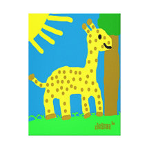 Menino do girafa de Girard dos amigos do safari de Impressão De Canvas Esticada