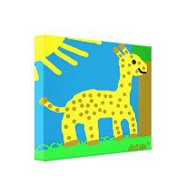 Menino do girafa de Girard dos amigos do safari de Impressão De Canvas Esticada