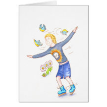 Menino do patinador cartao