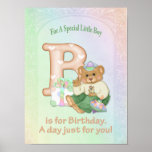 Menino do urso do aniversário posters