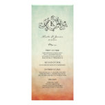 Menu boémio vermelho e azul rústico do casamento convite