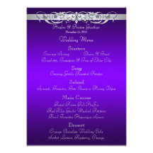 Menu roxo do casamento da grã-duquesa rolo convites personalizados