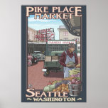 Mercado de lugar de Pike - Seattle, poster de viag