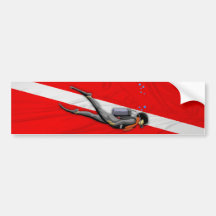 Mergulhador e bandeira enrugada do mergulho adesivos