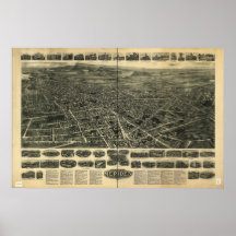 Meriden Connecticut 1918 mapas panorâmicos Pôsteres