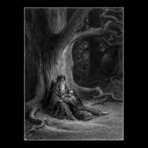 Merlin e Vivien por Gustave Doré 1868 pôsteres