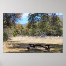Mesa de piquenique calma no impressão do poster da