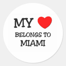 Meu coração pertence a MIAMI Adesivos Redondos