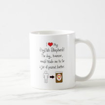 Meu pastor do inglês ama a manteiga de amendoim caneca