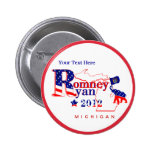 Michigan Romney e botão de Ryan 2012 - personalize Boton