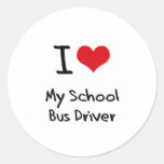 Mim coração meu motorista de auto escolar adesivo redondo