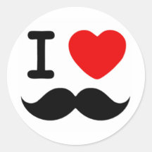 Mim coração/Moustaches/bigodes do amor Adesivo Em Formato Redondo