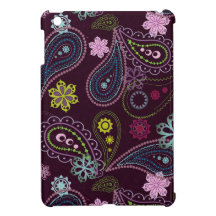 Mini caso do iPad floral roxo à moda de paisley