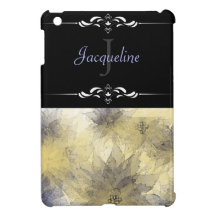 Mini caso do iPad Monogrammed floral abstrato