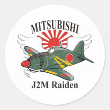 mitsubishi J2M Raiden Adesivo Em Formato Redondo