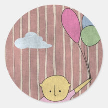 miúdo e balão adesivos redondos